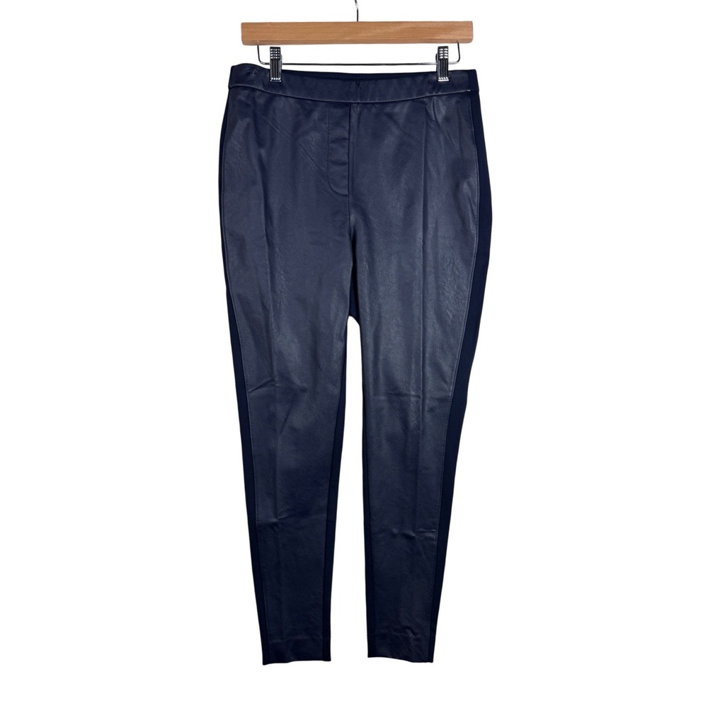 Chico's Faux Leather Font‎ Navy Blue Ponte Ankle Leggings Chico's Size 1 (US 8)